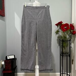 NEW LOFT Y2K Gingham Cotton Embroidered Daisies Straight Fit Cropped Capri Pants